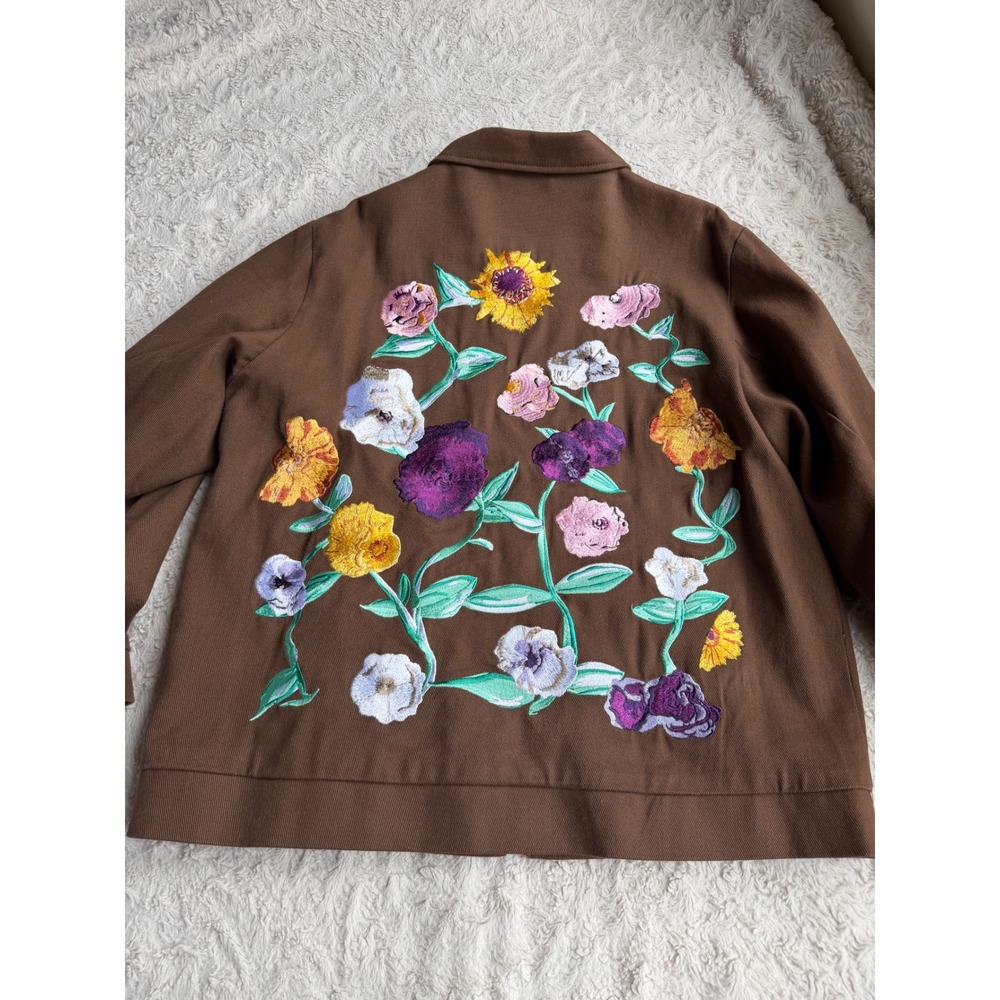 Taylor Swift Acoustic Piano Work Jacket Brown Embroidered Floral Chore Coat M - Picture 9 of 14